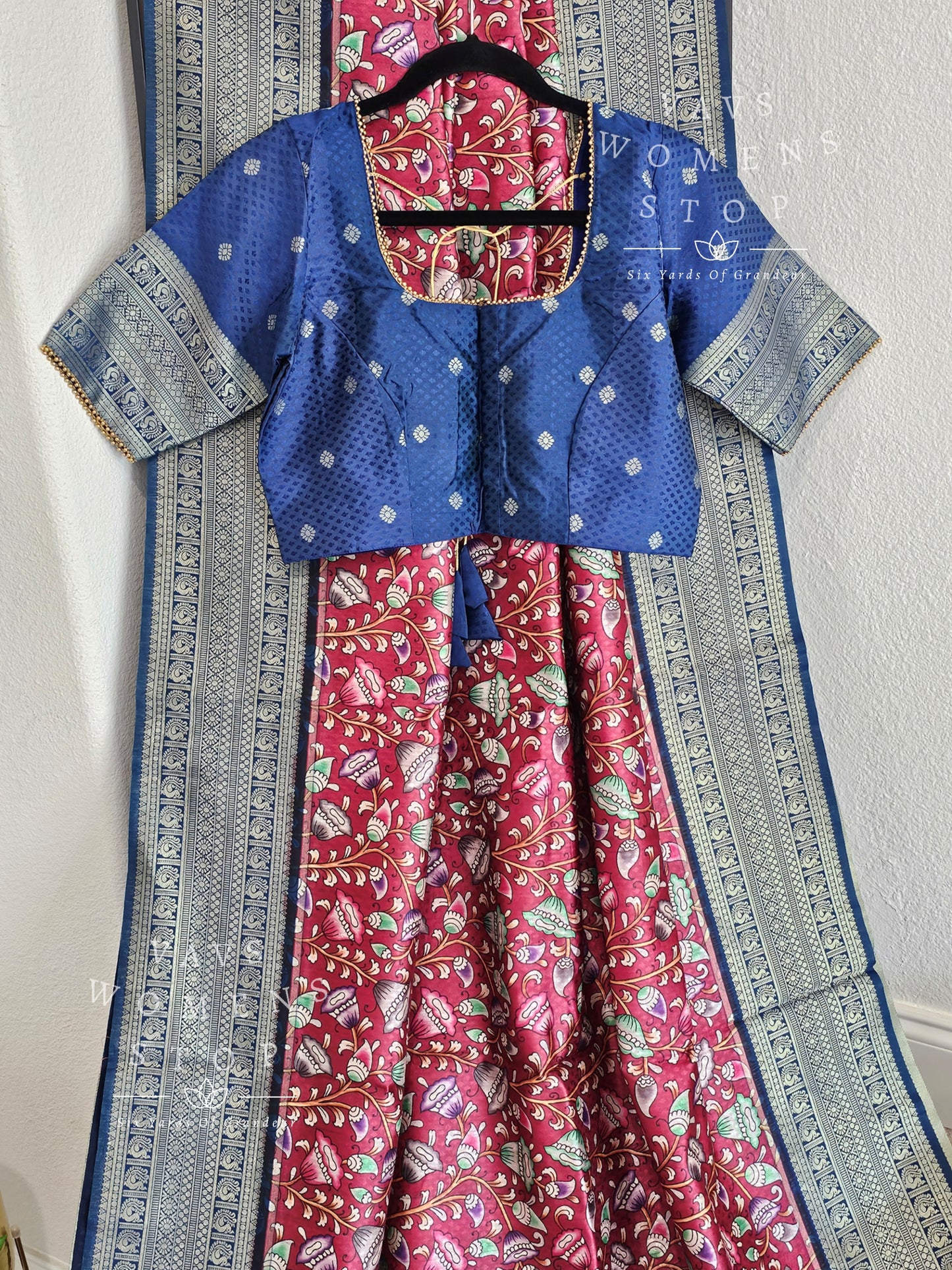 Benarasi Tussar Rawsilk Kalamkari Digital Print Saree - Blouse