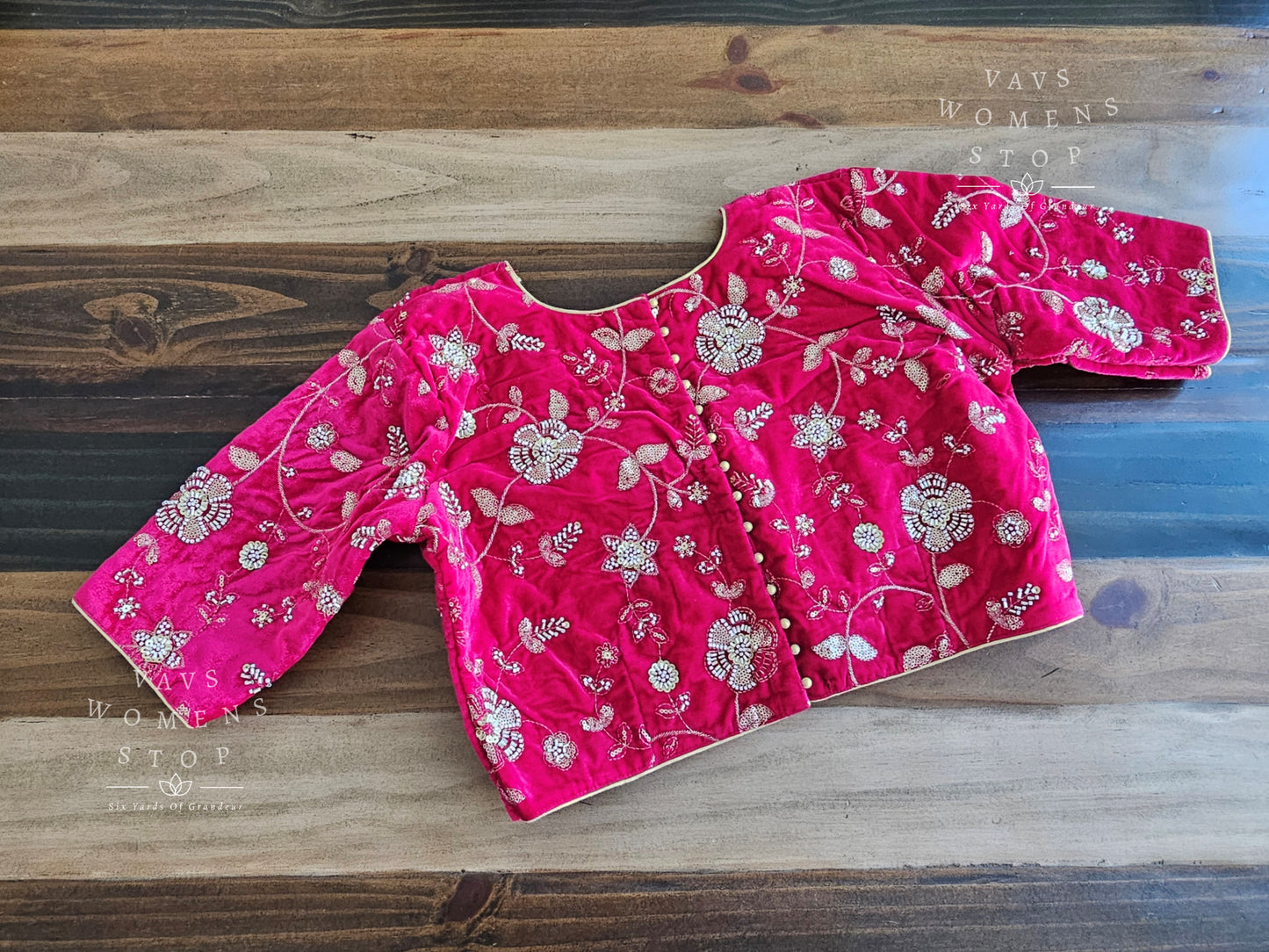 Pink Designer Velvet Blouse