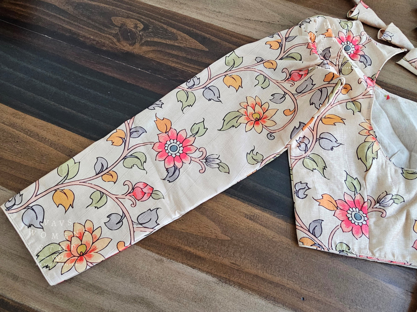 Kalamkari Soft Tussar Silk Cotton Full Sleeves Blouse