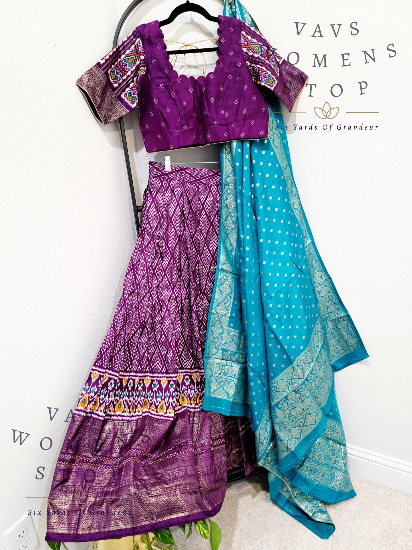 Munga Benarasi Soft Silk Patola Half Saree/ Lehenga Set