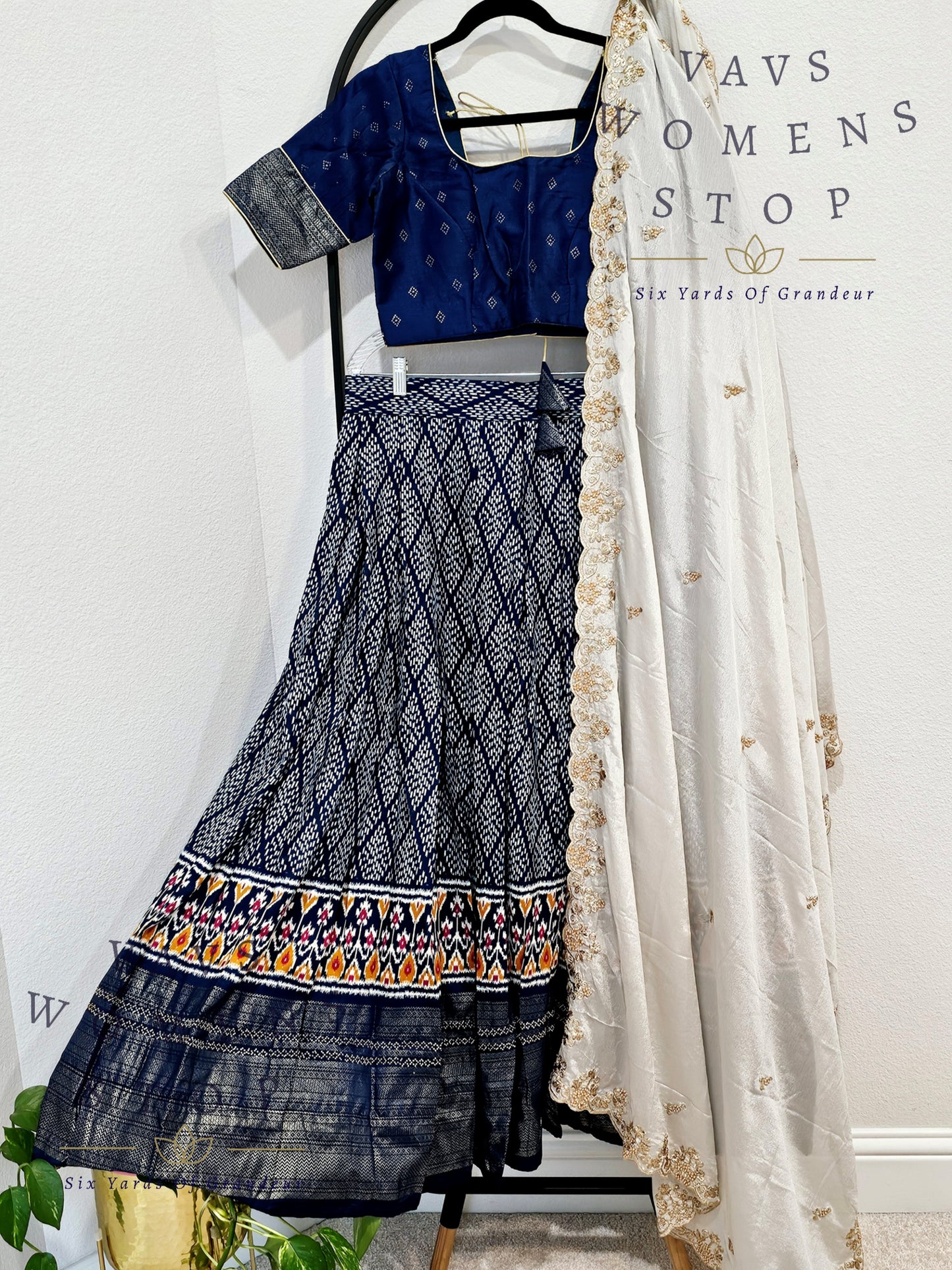 Munga Benarasi Soft Silk Patola Half Saree/ Lehenga Set