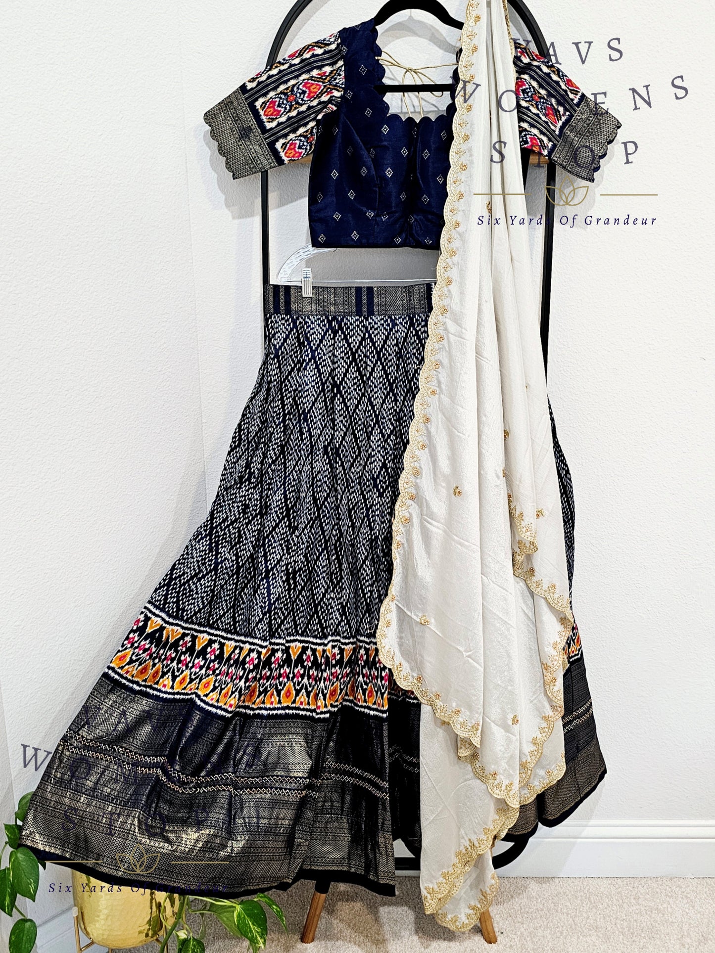 Munga Benarasi Soft Silk Patola Half Saree/ Lehenga Set
