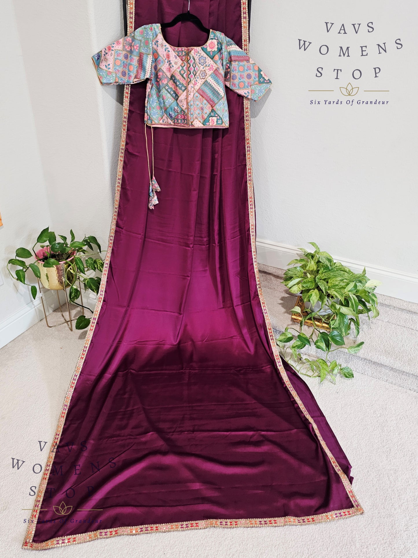 Plain Viscose Modal Silk Saree Paired - Pure Tussar Rawsilk Embroidery Blouse