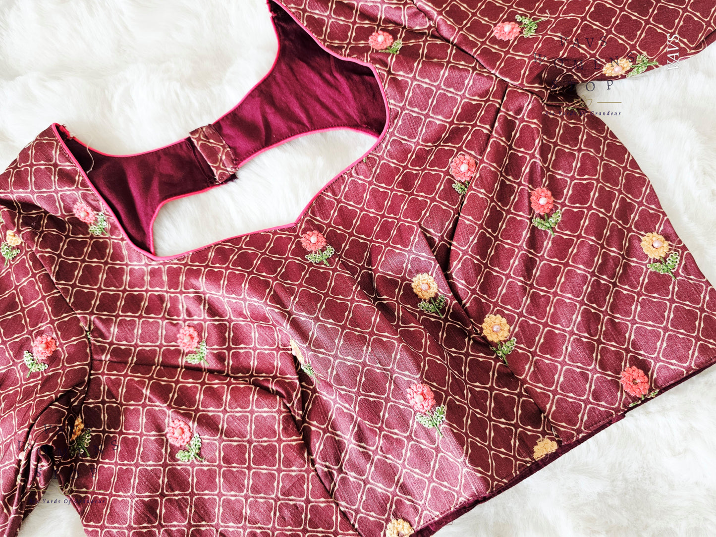 Floral Embroidery on Tussar RawSilk Blouse