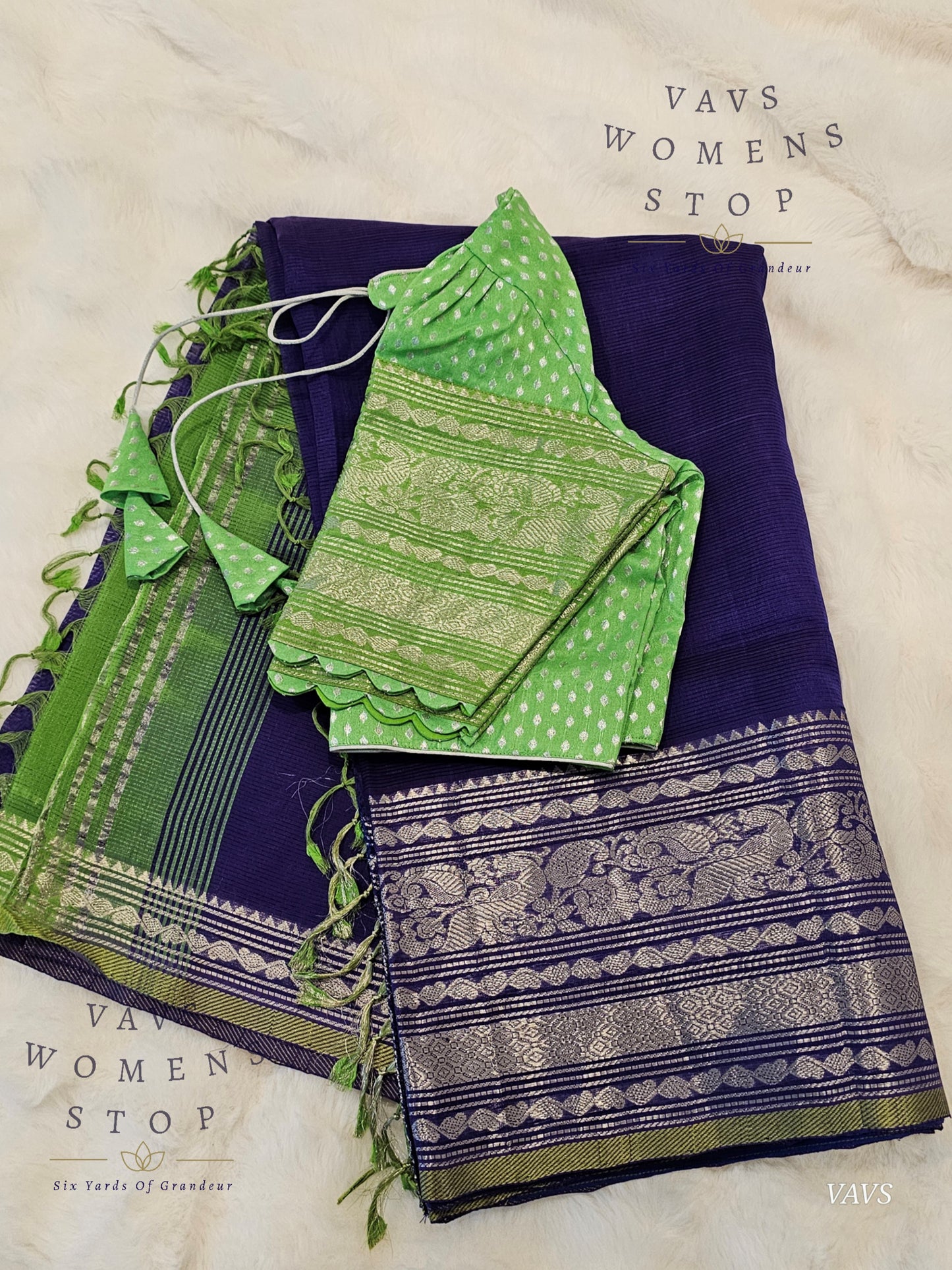 Mangalagiri Pattu Kanchi Border Style Designer Saree - Blouse