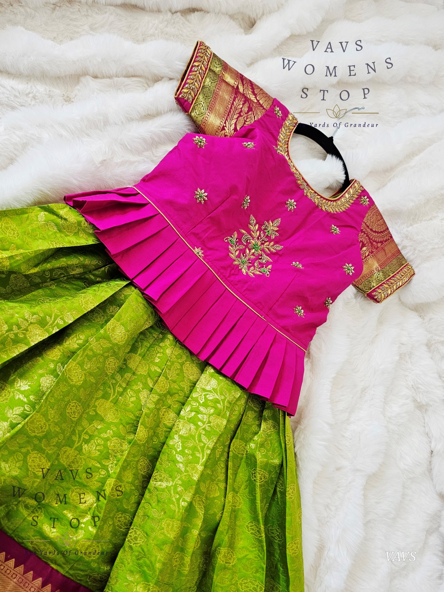 Pure Kanchi Silk Lehenga/ Pattu Pavada Set