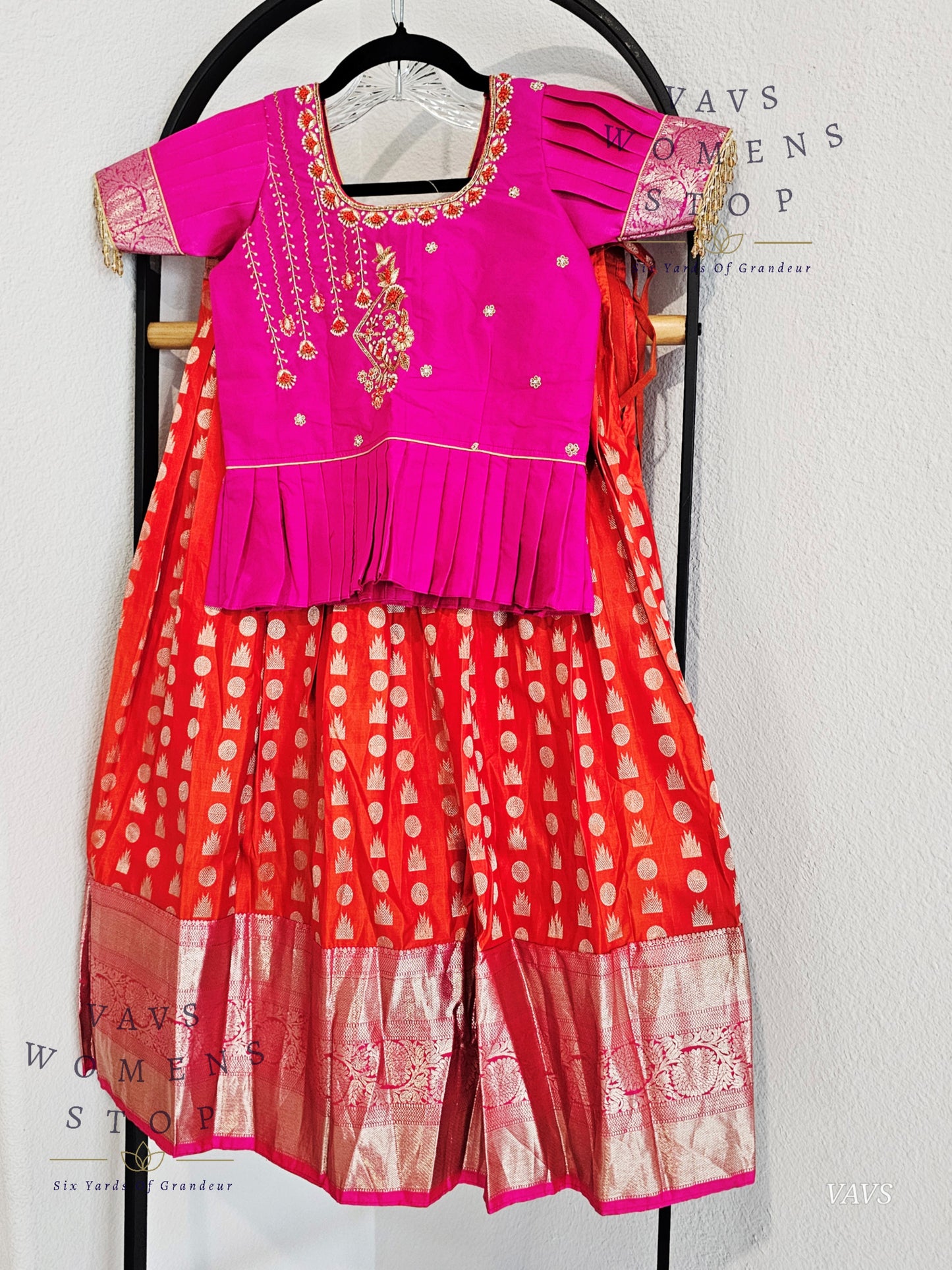 Pure Kanchi Silk Lehenga/ Pattu Pavada Set