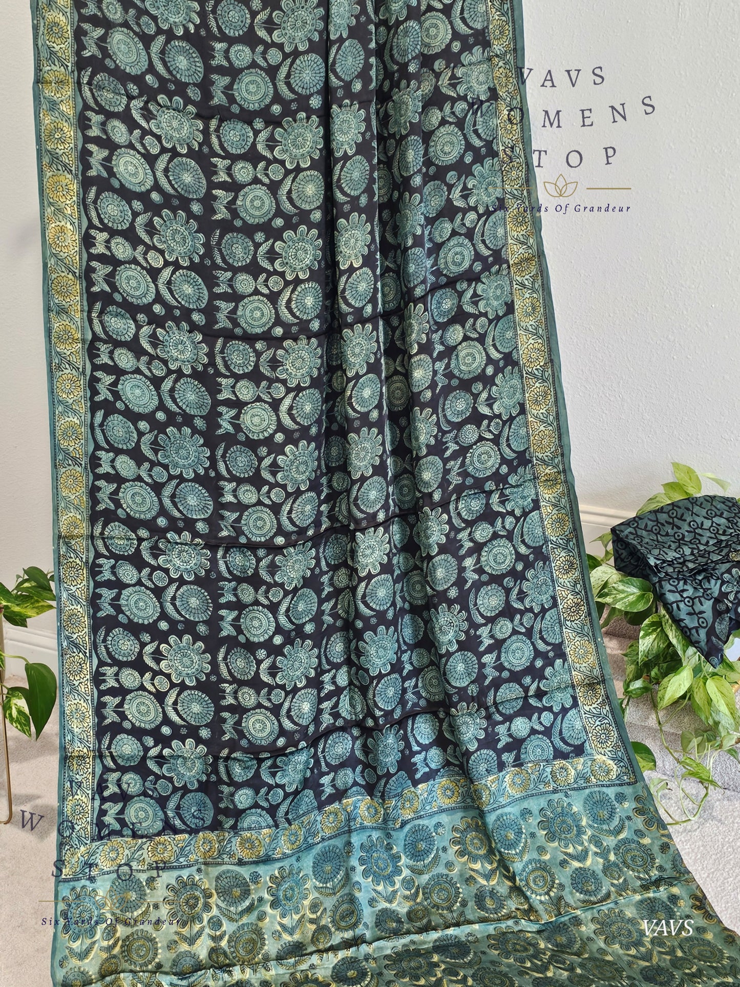 Ajrakh Print Soft Modal Silk Saree
