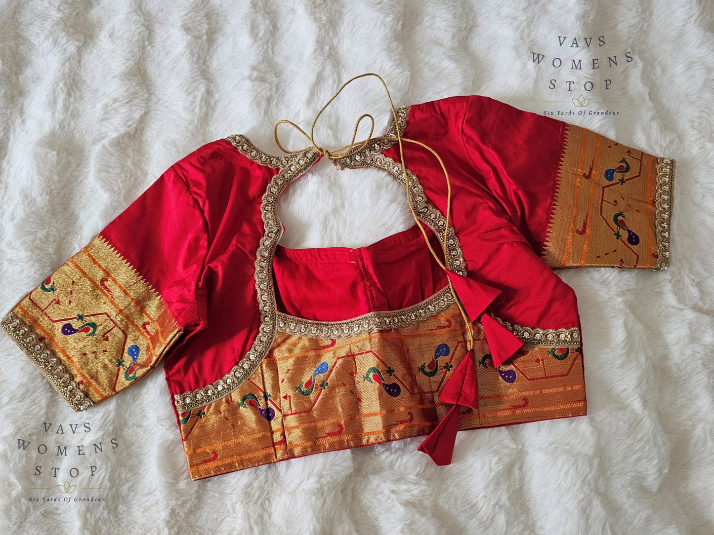 Red Paithani Silk Blouse