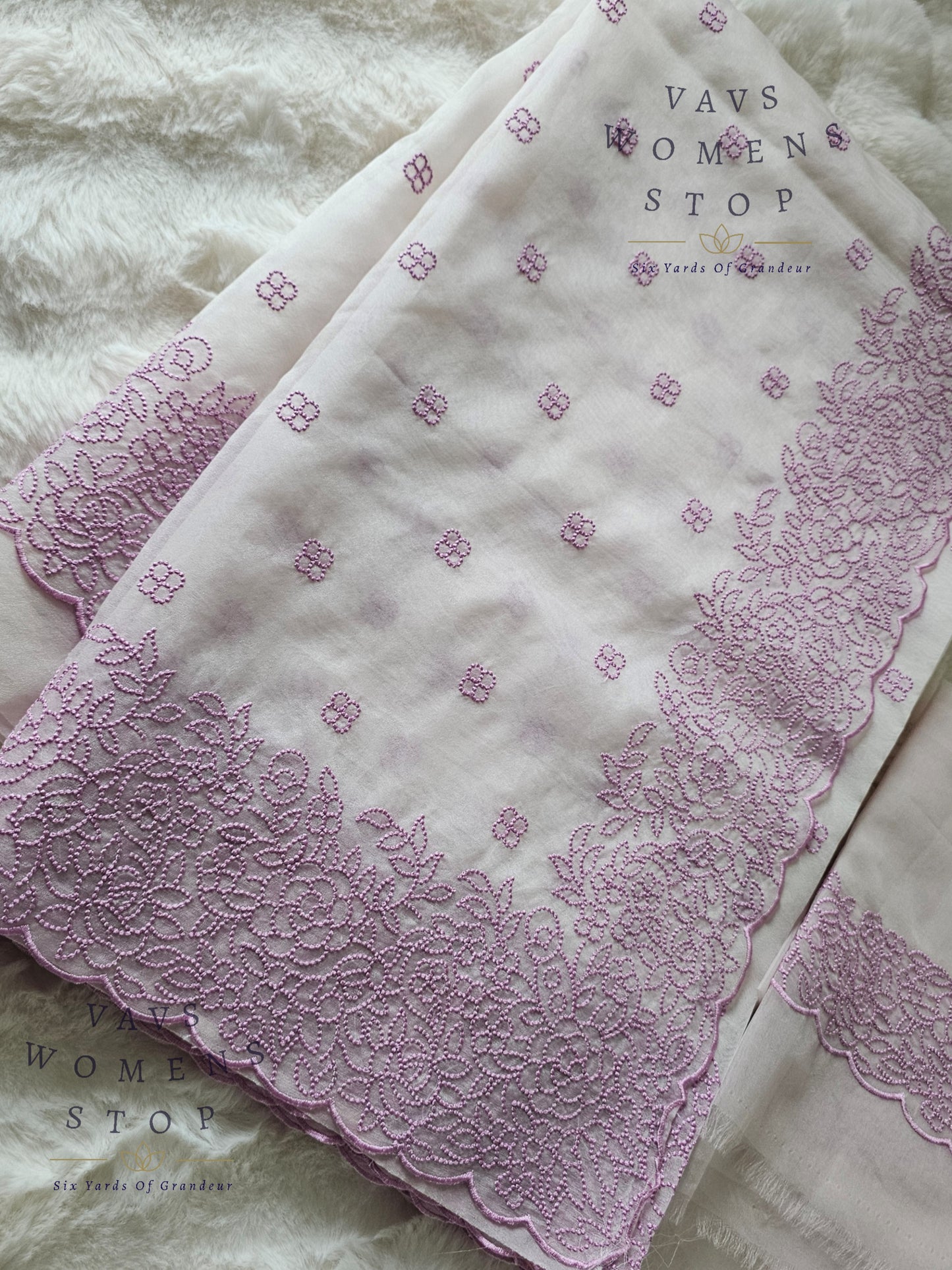 Semi Organza Chikankari Designer Saree