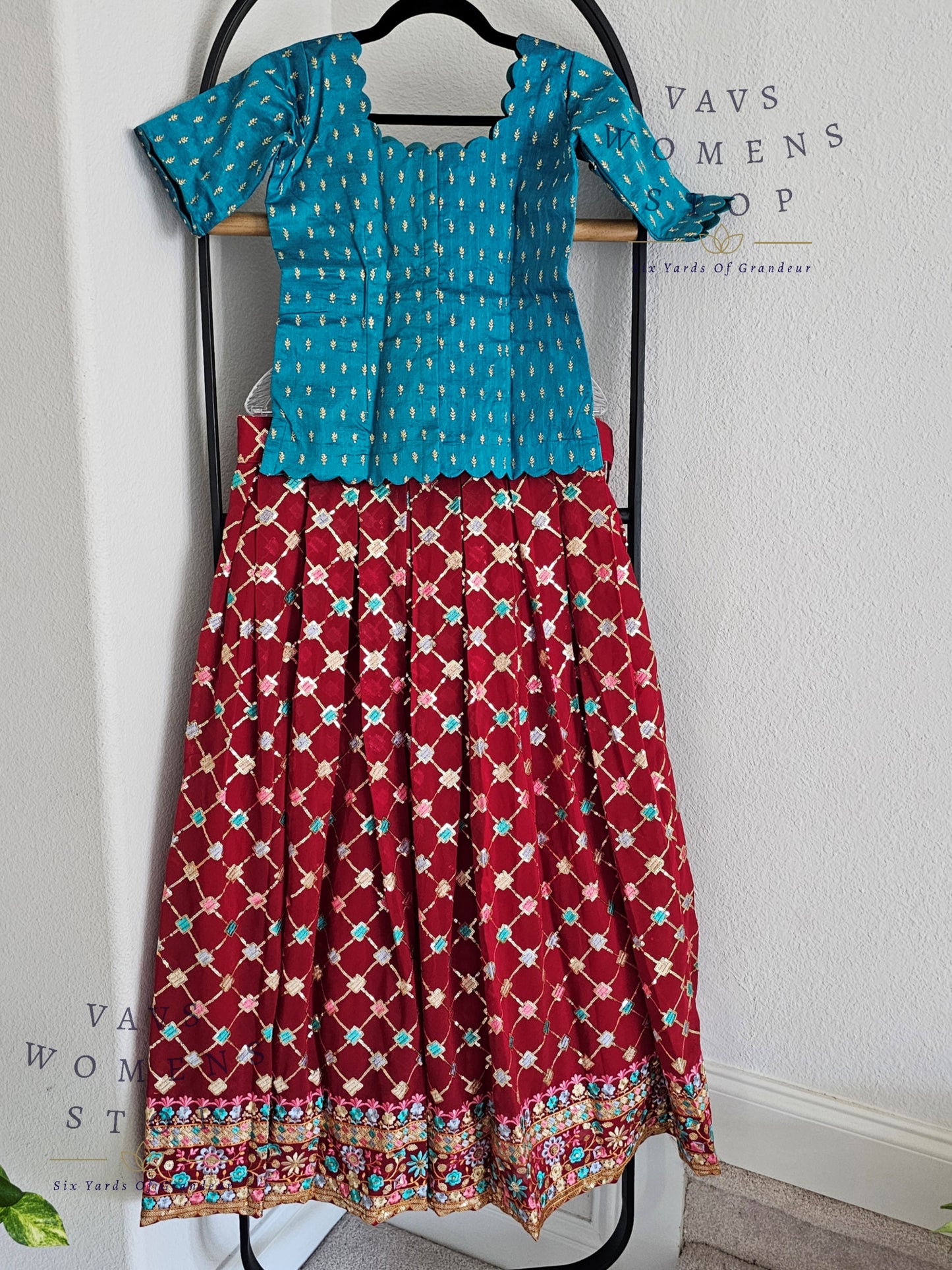 Georgette Sequins Lehenga Croptop Blouse