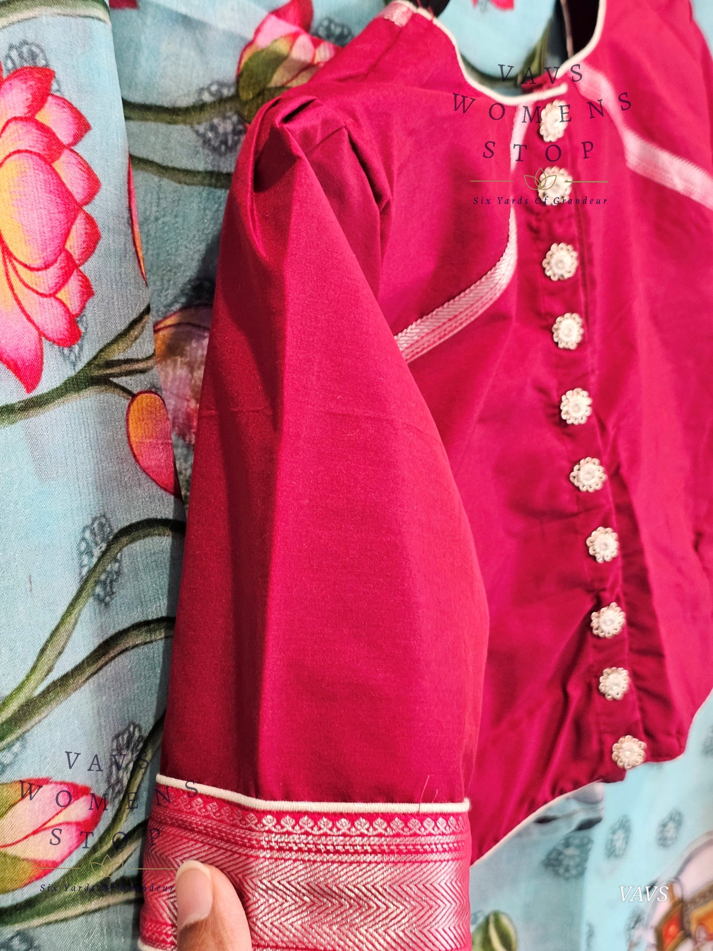 Pichwai Print Mangalagiri Silk Saree with Blouse