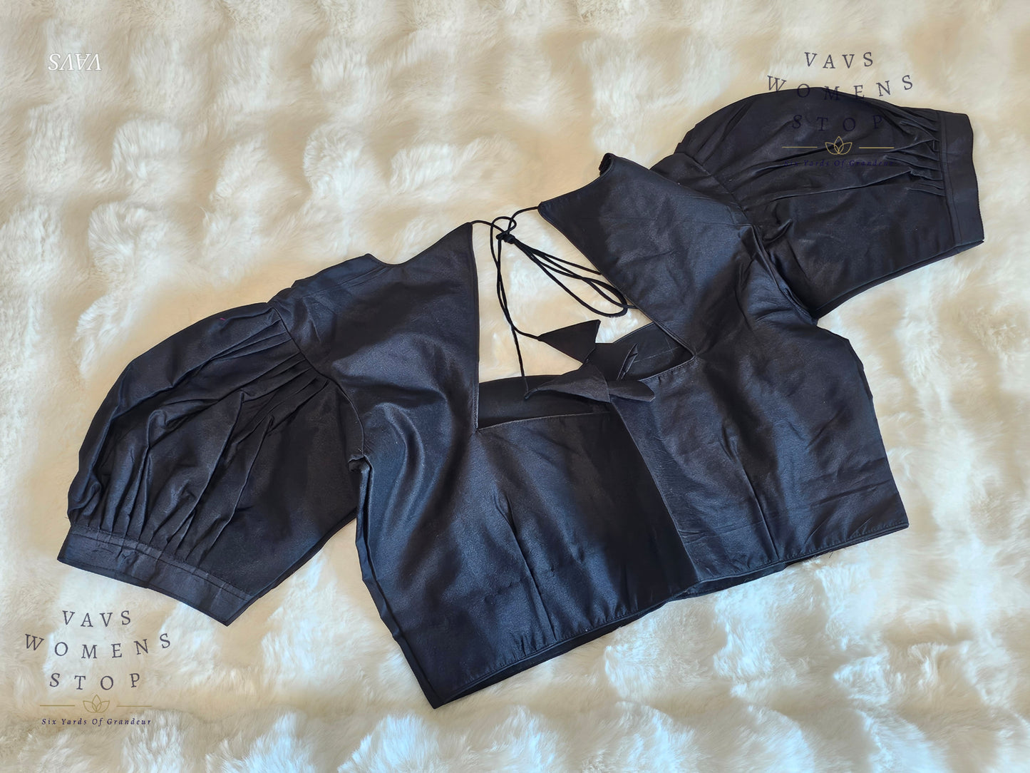 Black Puff Sleeves Blouse