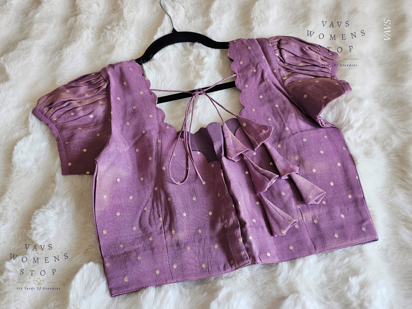 Lavender Shade Short Puff Sleeves Blouse