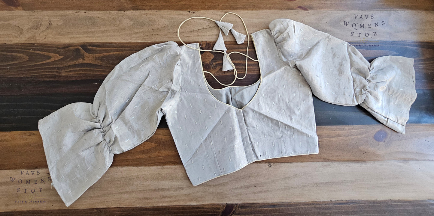 Grey Silver Designer Blouse | Size 36–42