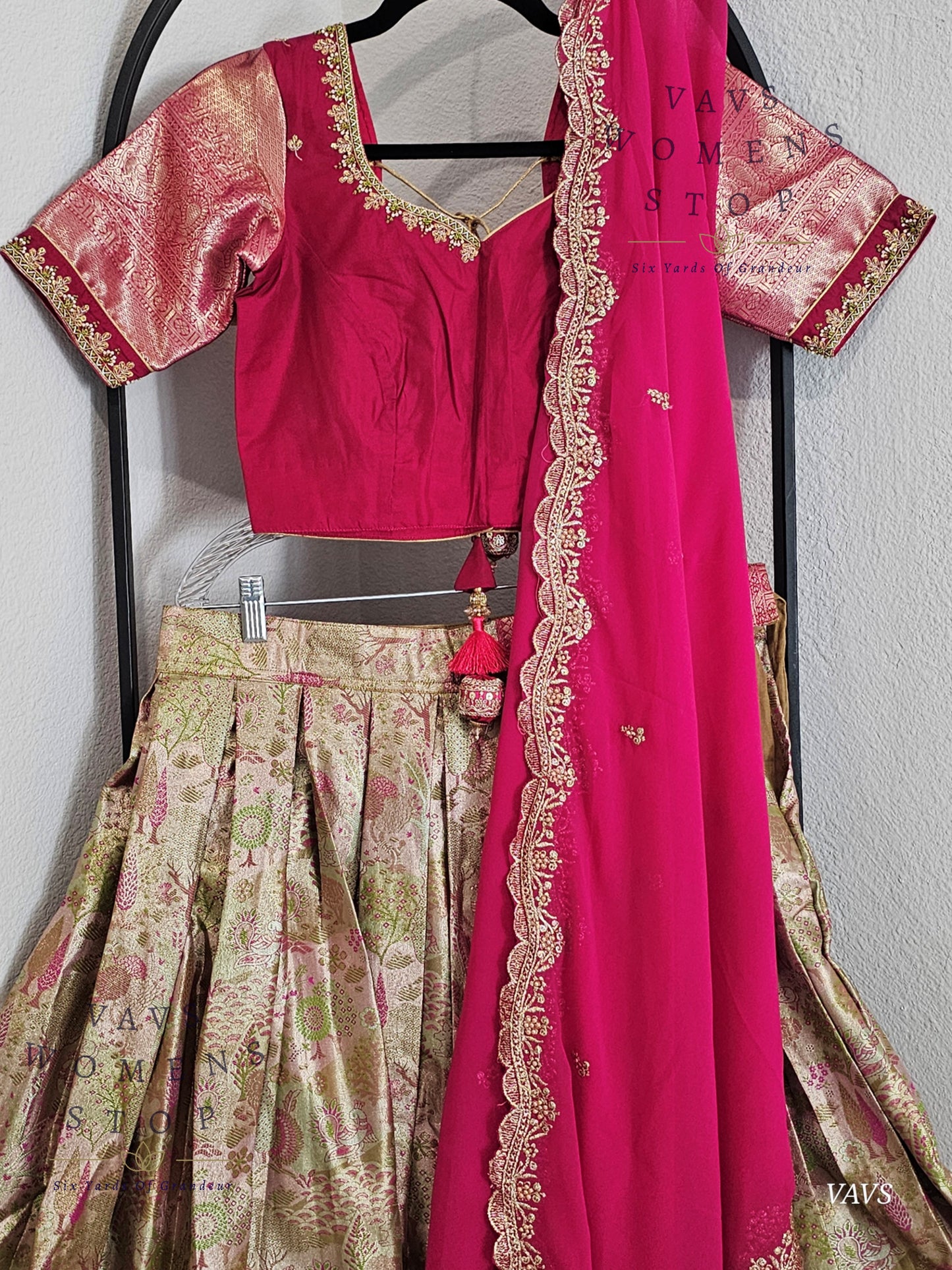 Semi Kanchi Half Saree Set – South Indian Bridal & Festive Wear | Women’s Lehenga