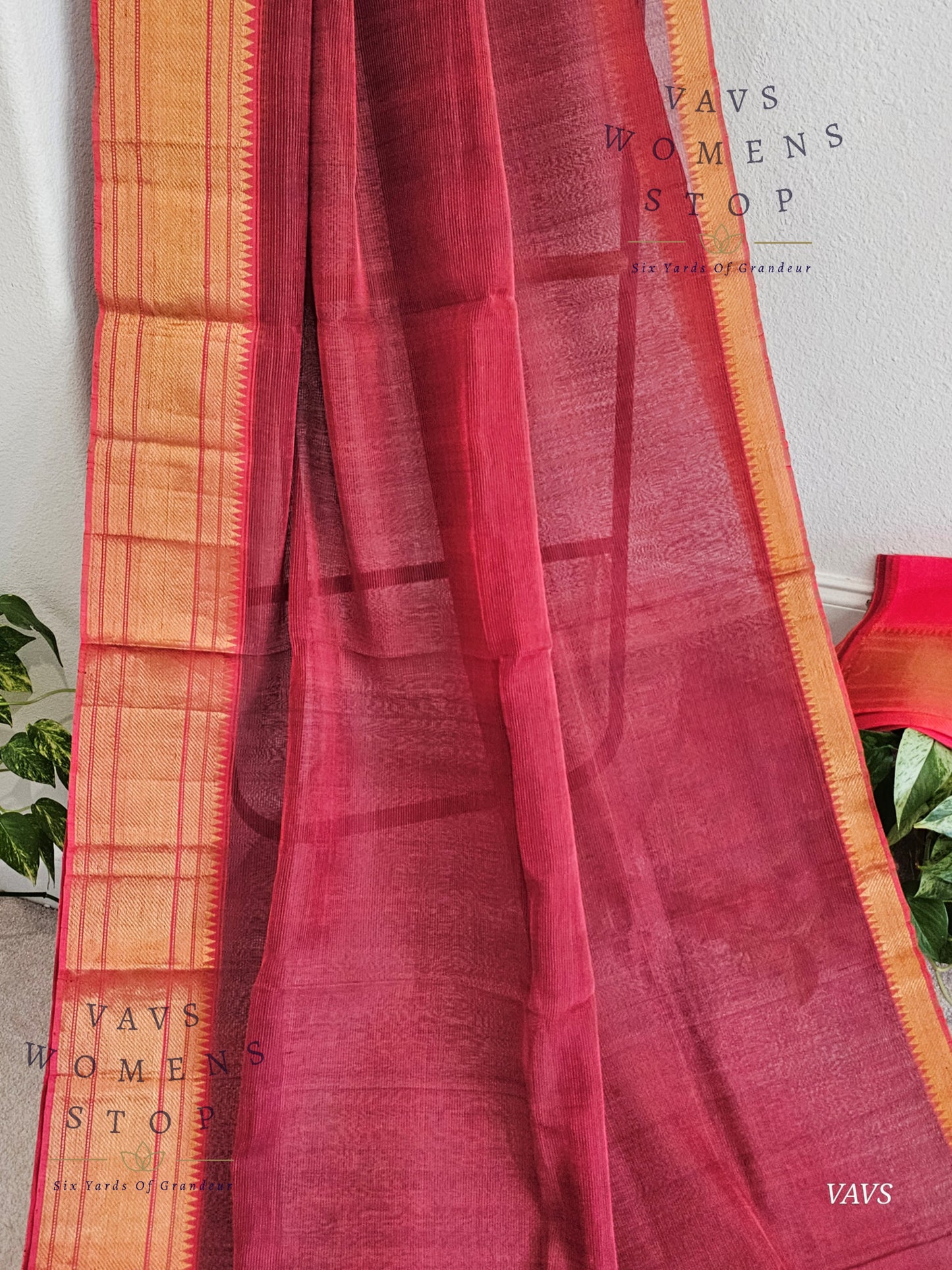 Kalanetha Shade Mangalagiri Pattu Handloom Silk Cotton Saree & Blouse Piece
