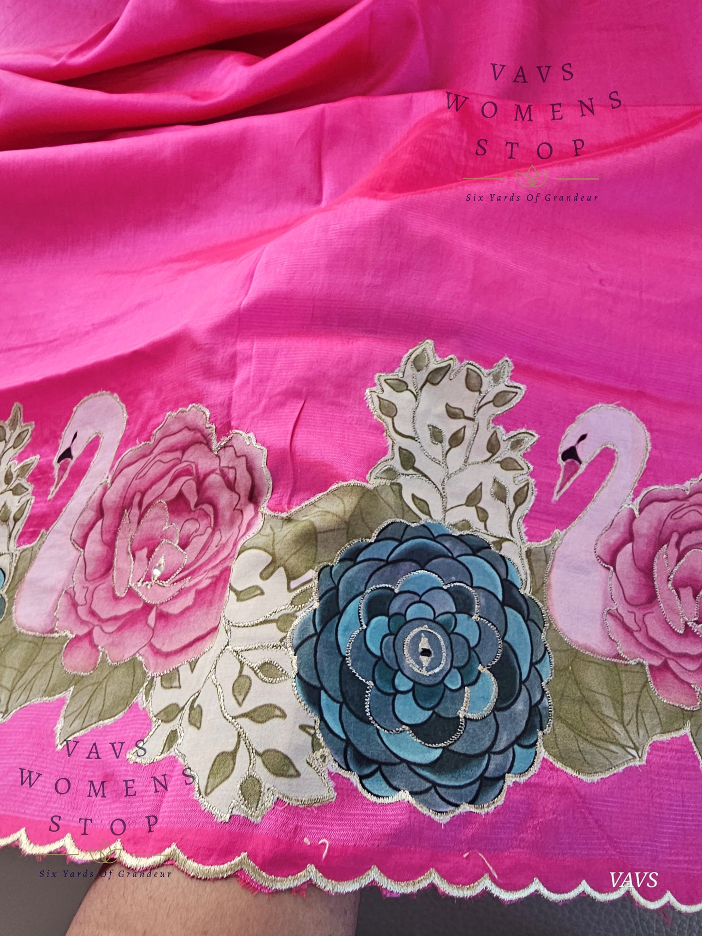 Pink Shade Mangalagiri Handloom Silk Cotton Saree with Appliqué Work