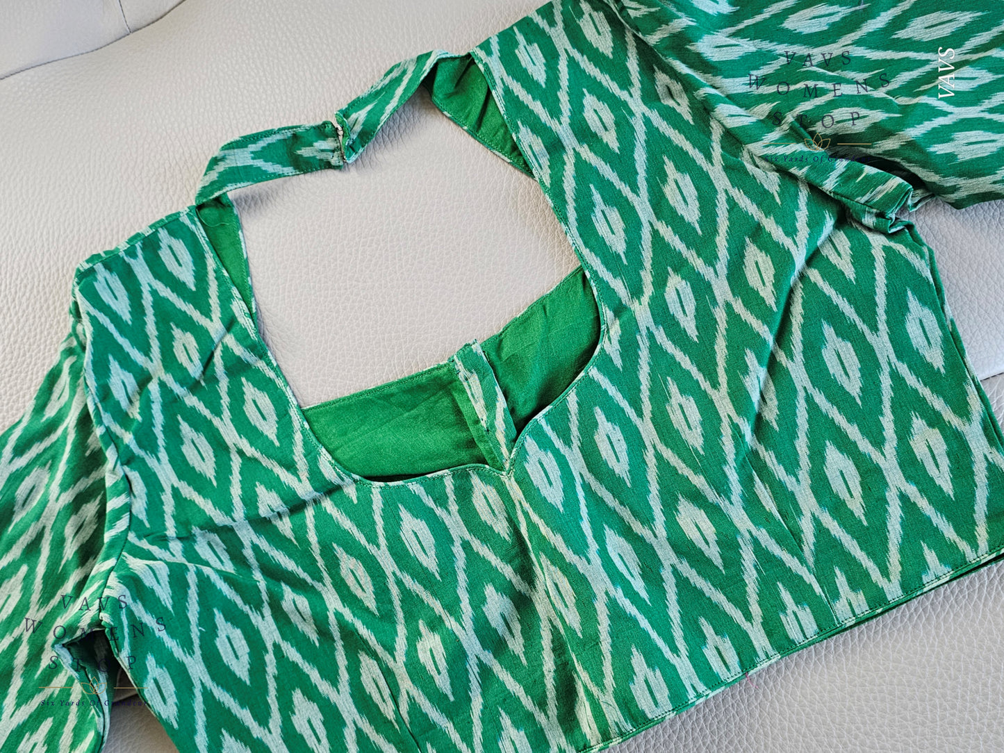 Green Ikkat Sico Cotton Blouse