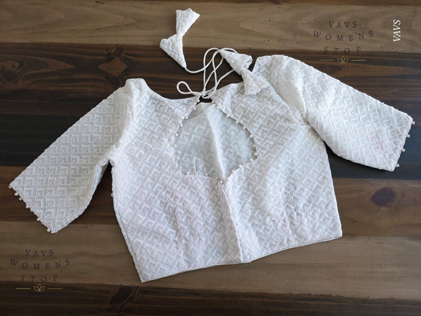 White Chikankari Georgette Blouse | Size 34 Extends up to 40 | Premium Tailored Non-Padded Designer Blouse Ready to Ship