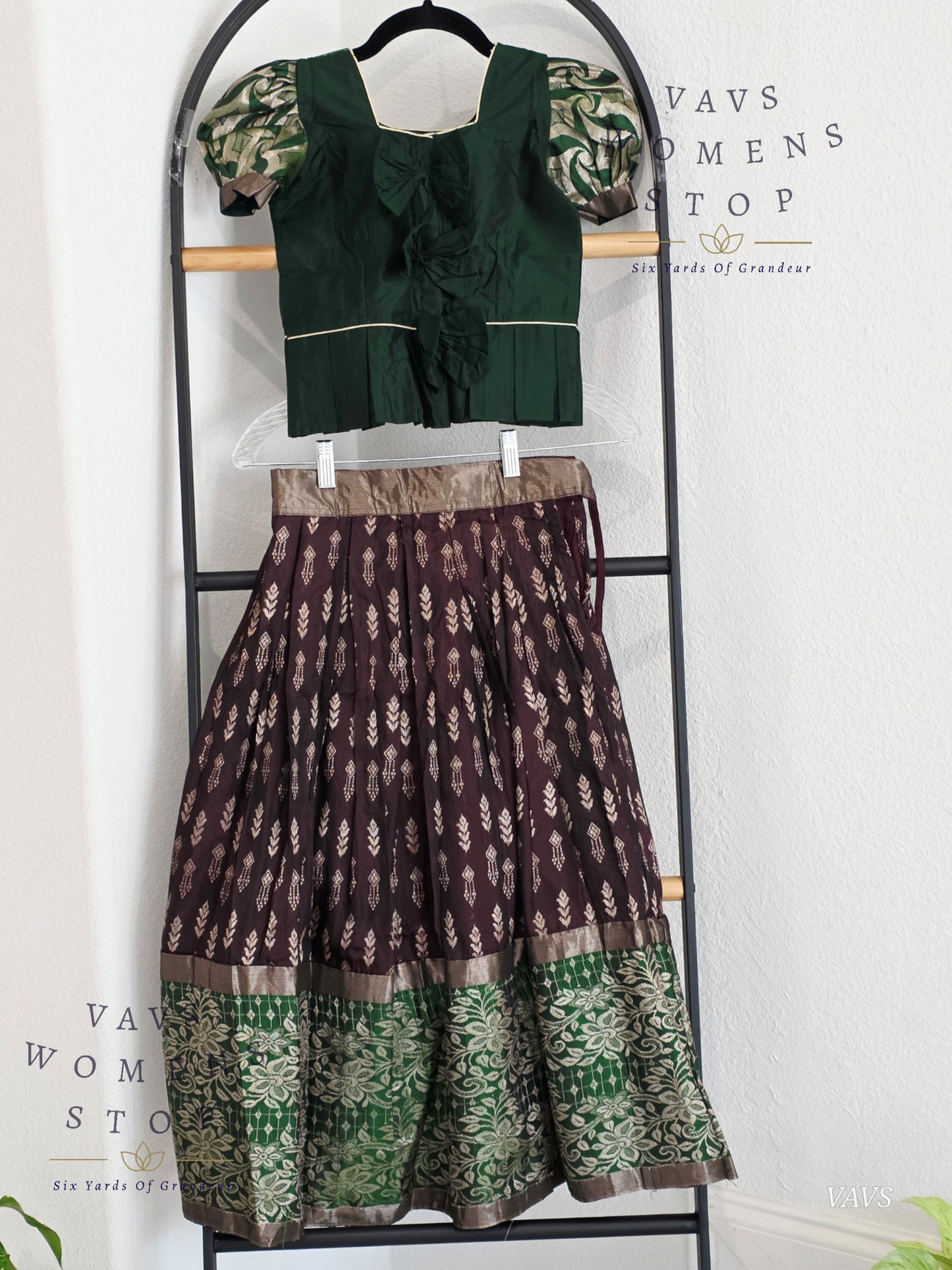 Semi Kanchi Pattu Silk Lehenga Set for Girls – Traditional Pavadai for Ages 4 to 5 | Ready to Ship from USA