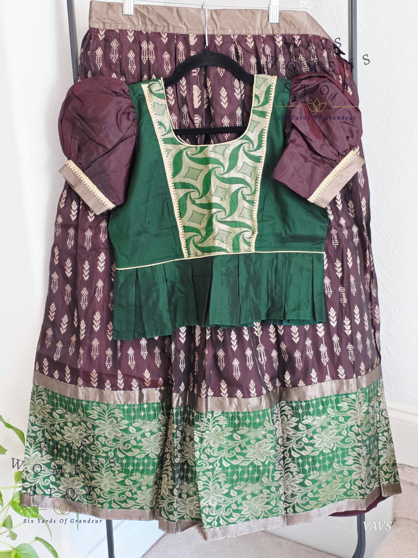 Semi Kanchi Pattu Silk Lehenga Set for Girls – Traditional Pavadai for Ages 10 to 11 | Ready to Ship from USA