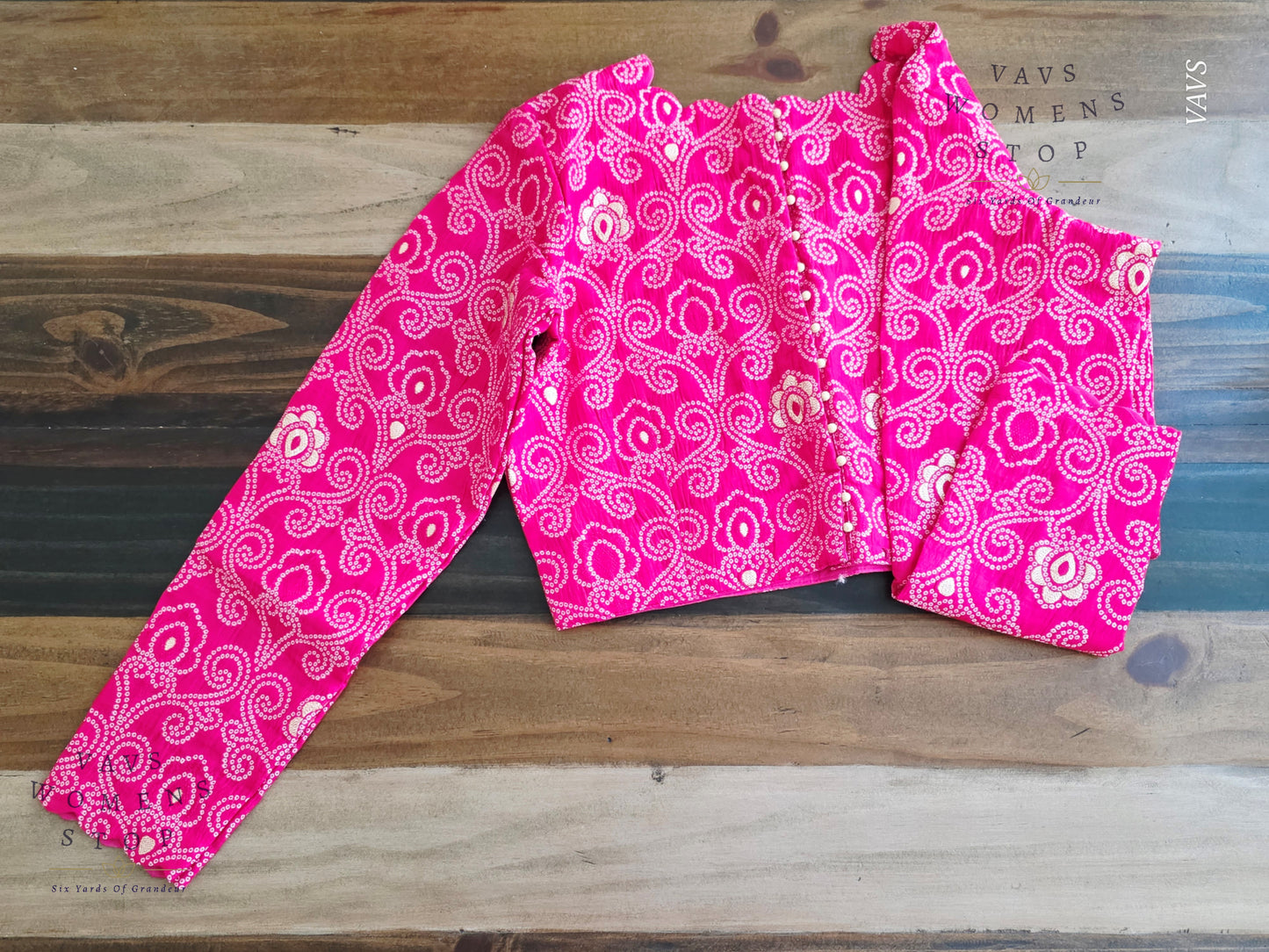 Pink Bandhani Full Sleeve Blouse