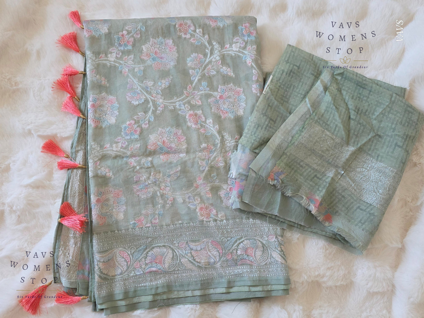 Pure Kota Chiffon Saree with All-Over Meenakari Jal Design