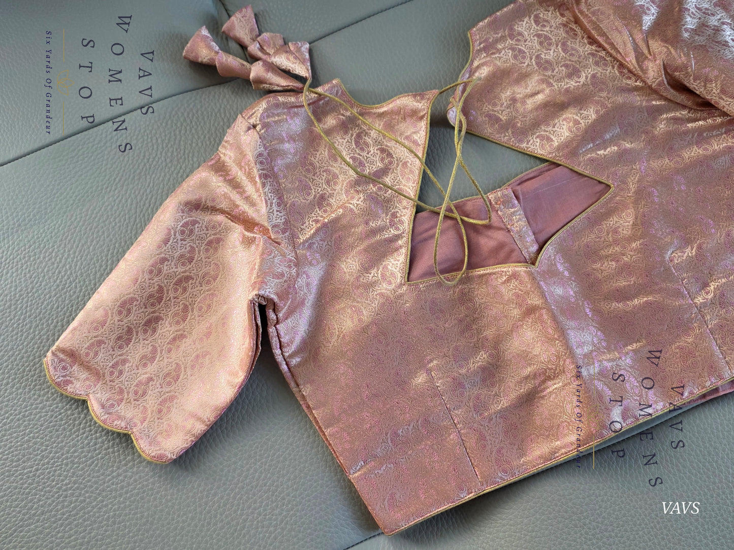 Dusty Pink Pure Benarasi Brocade Silk Stitched Blouse