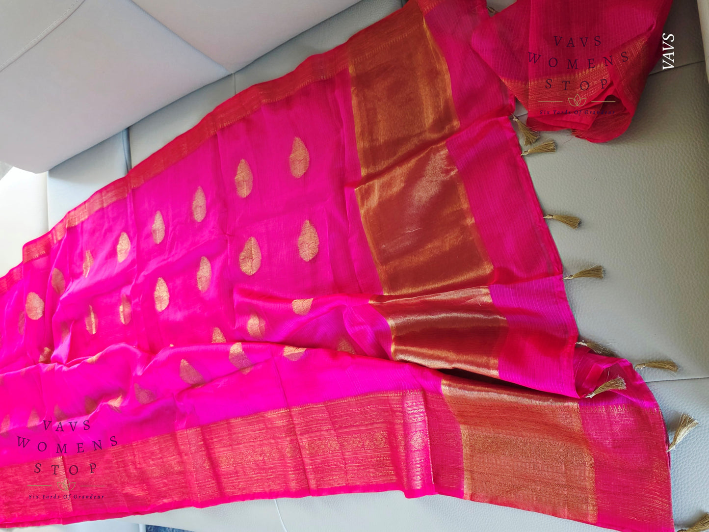 Semi Kota Silk Saree in Rani Pink Shade with Blouse Piece