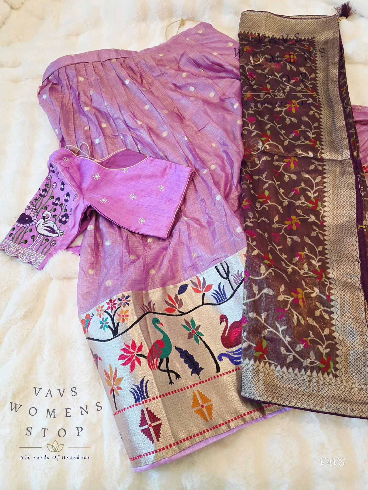 Kota Tissue Paithani Lehenga Set with Munga Benarasi Dupatta | Can-Can Lined