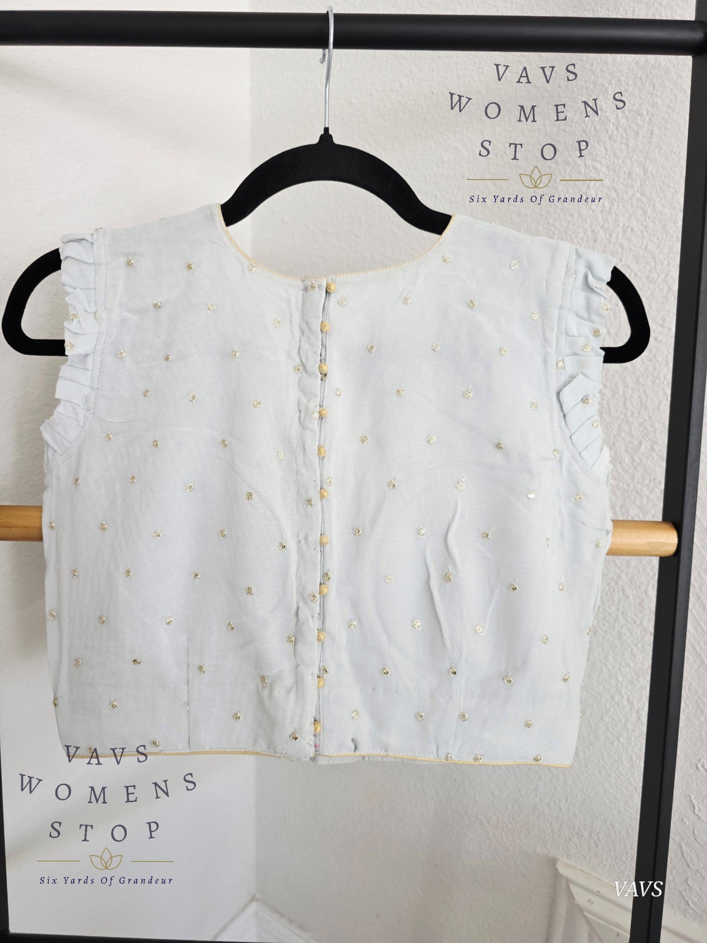 Light Gray Chinon Chiffon Sleeveless Stitched Blouse