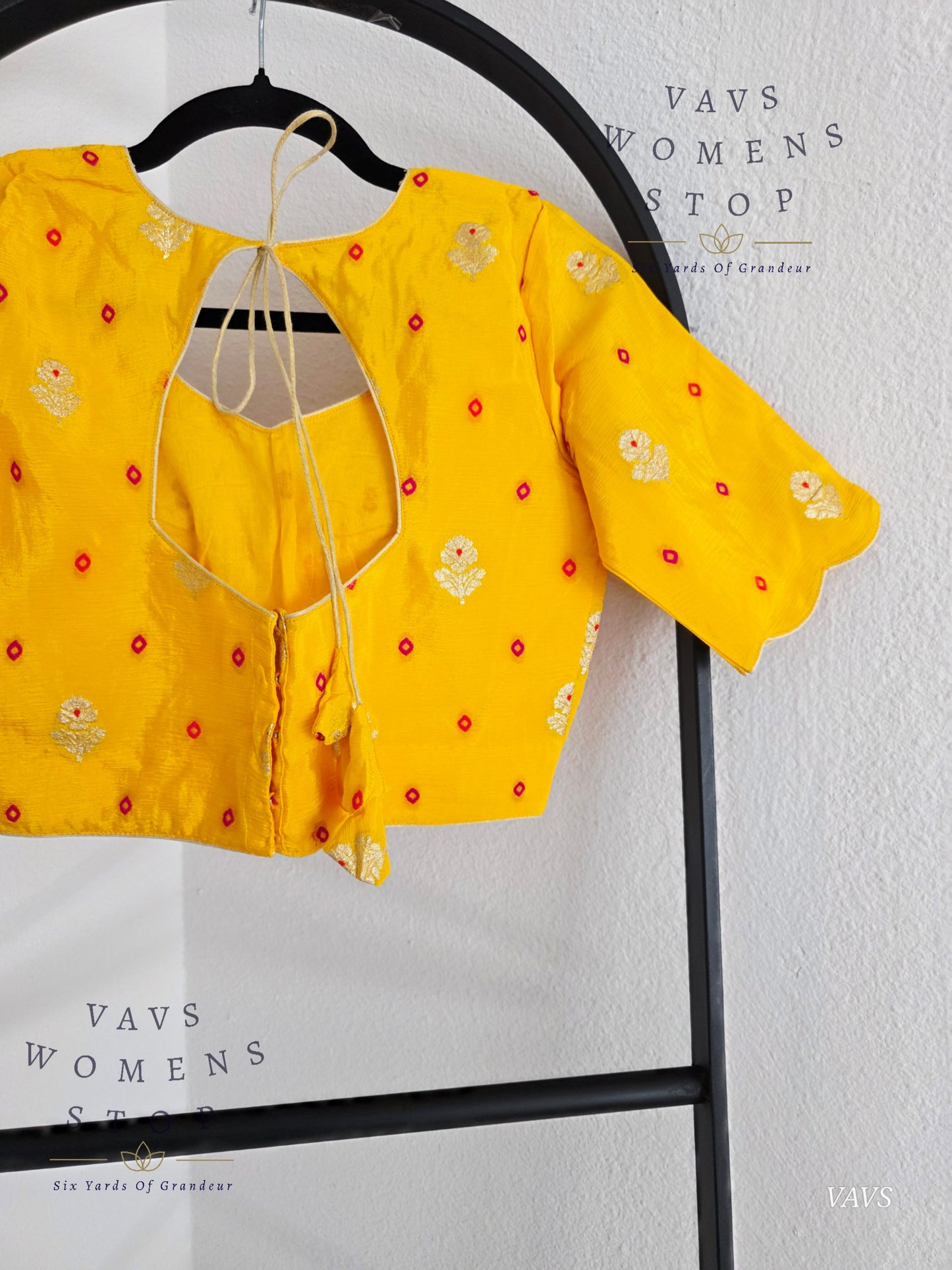 Yellow Munga Crepe Silk Stitched Blouse