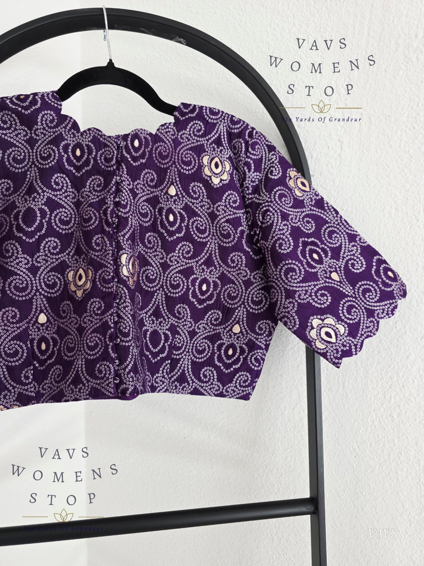 Purple Bandhini Stitched Blouse