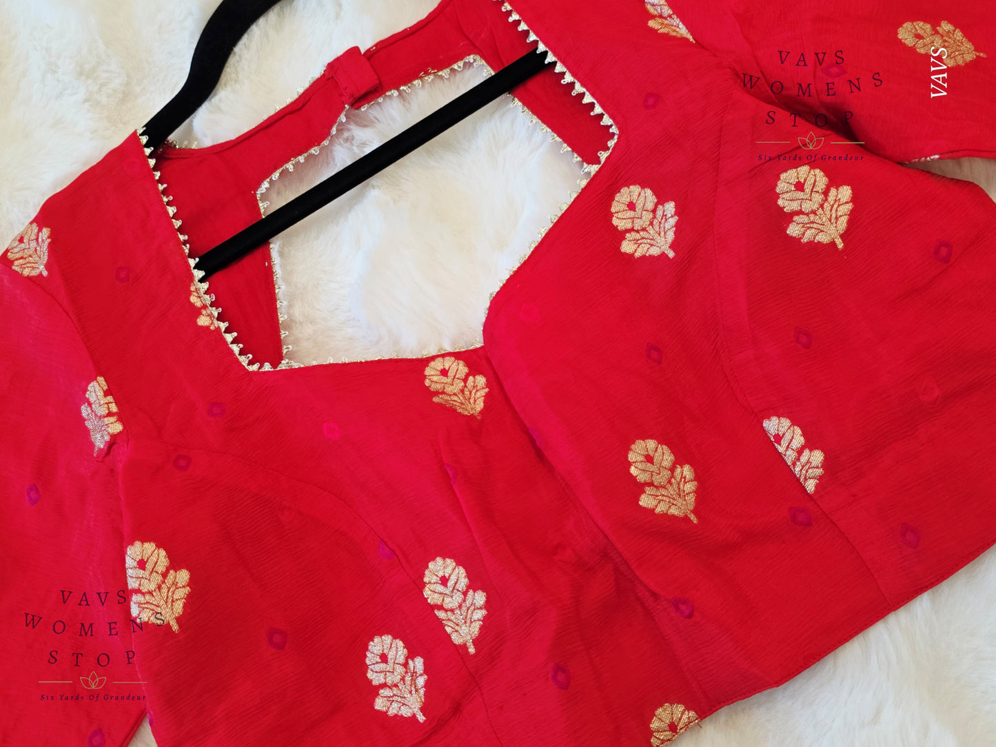 Light Red Shade Munga Crepe Silk Stitched Blouse