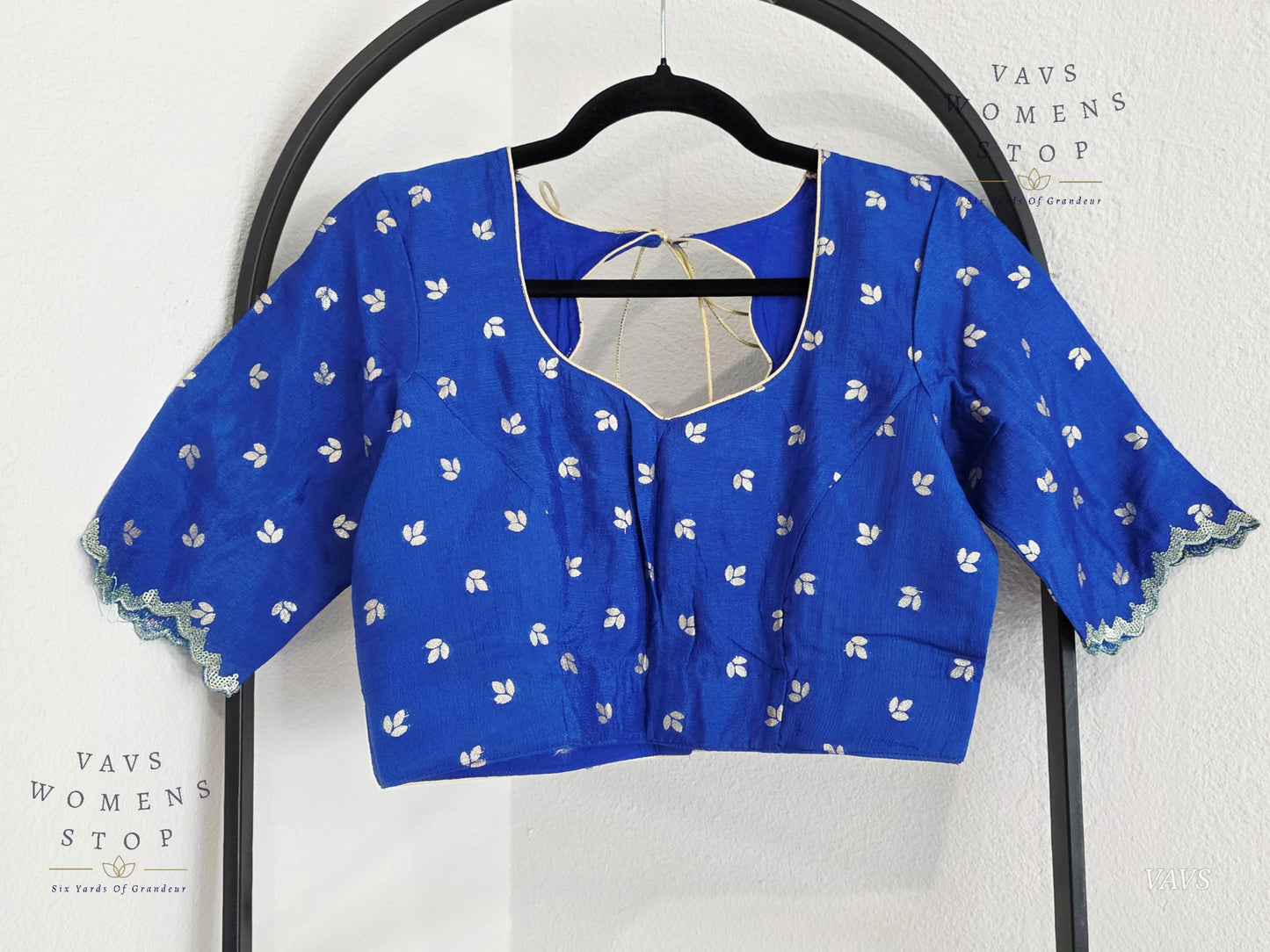 Blue Munga Crepe Silk Stitched Blouse