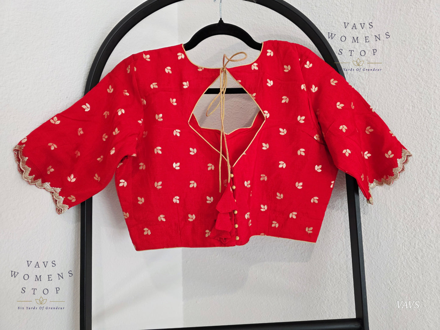 Red Munga Crepe Silk Stitched Blouse