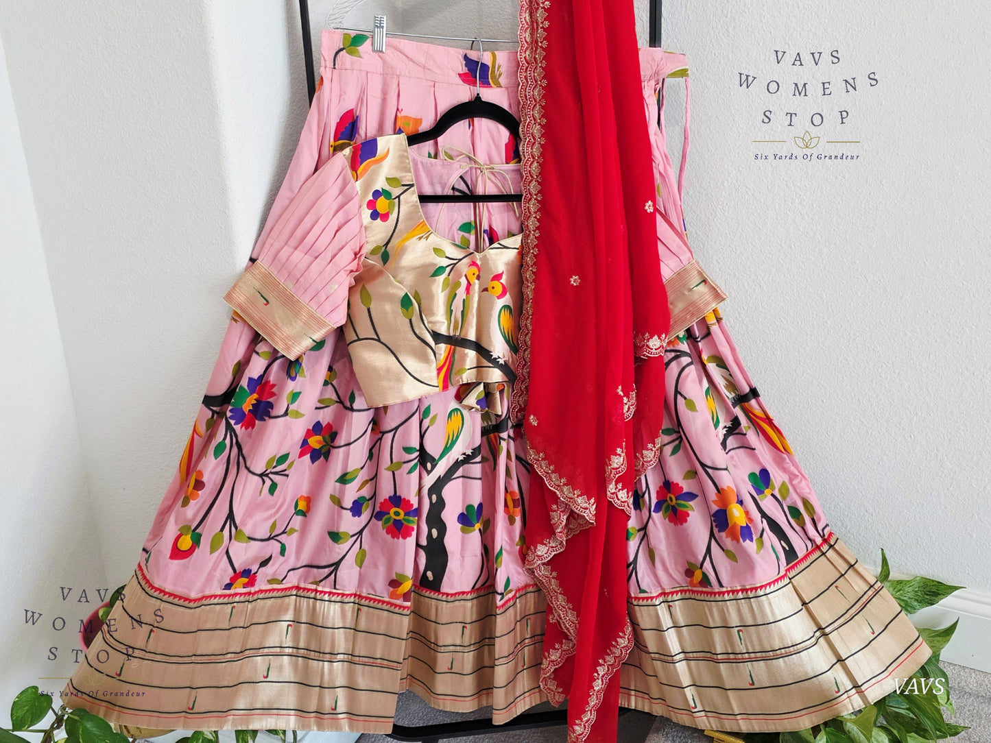 Semi Benarasi Paithani Half Saree Set