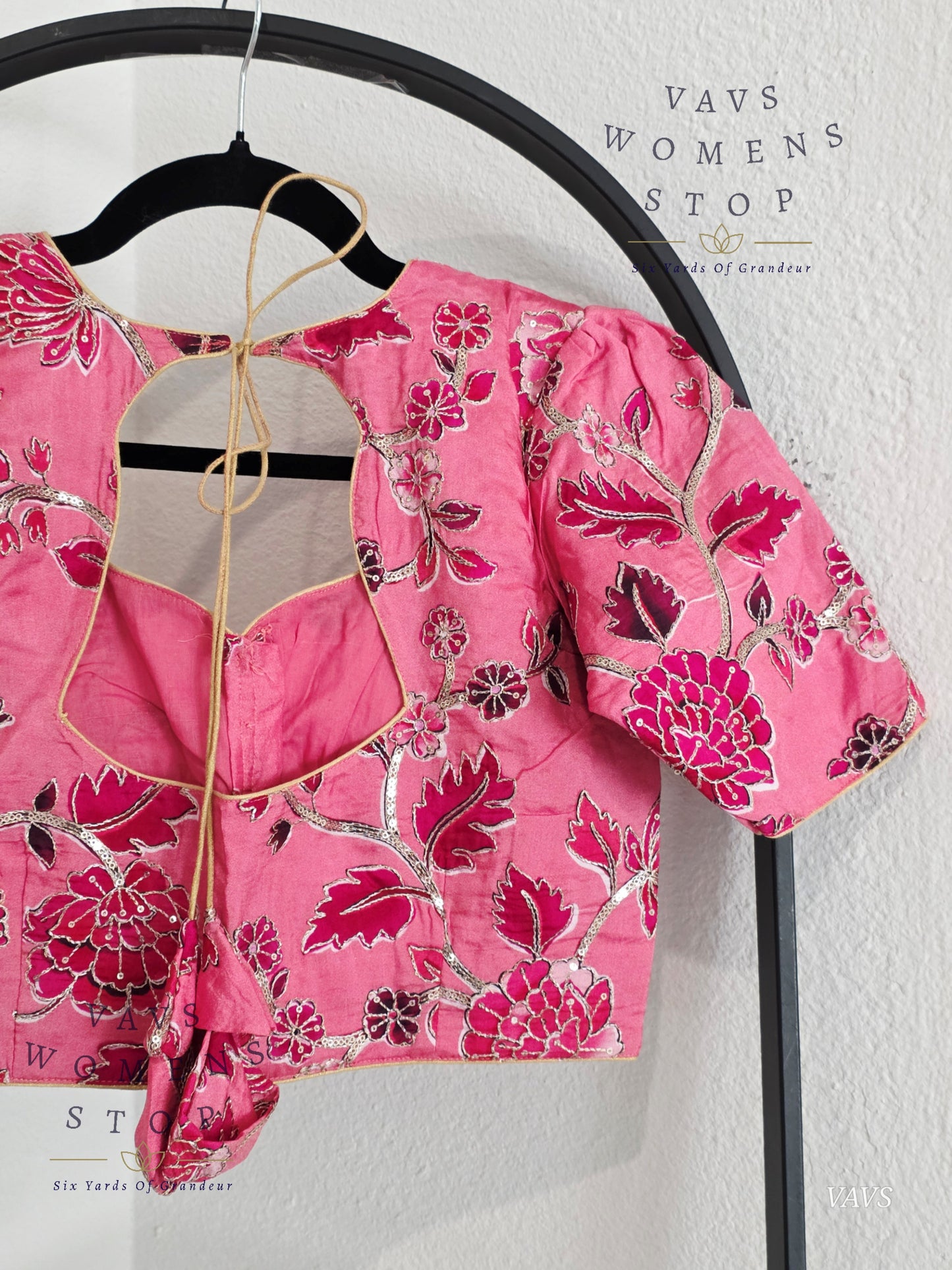 Pink Shade Soft Tussar Silk Floral Embroidered Stitched Blouse