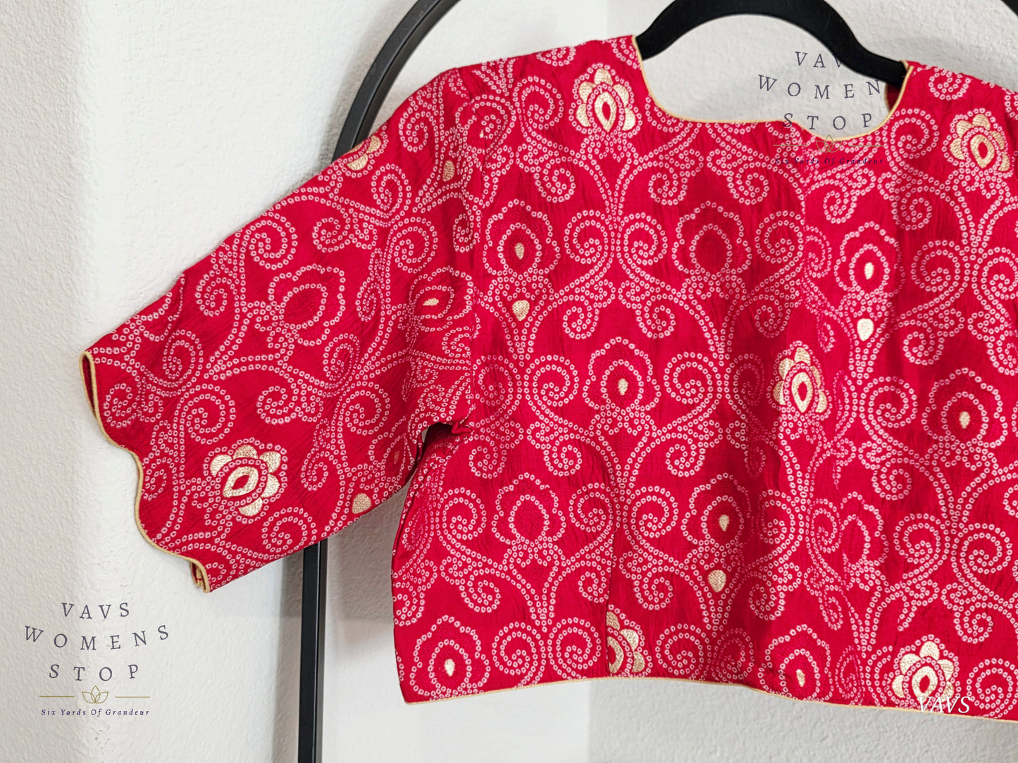 Red Bandhini Stitched Blouse