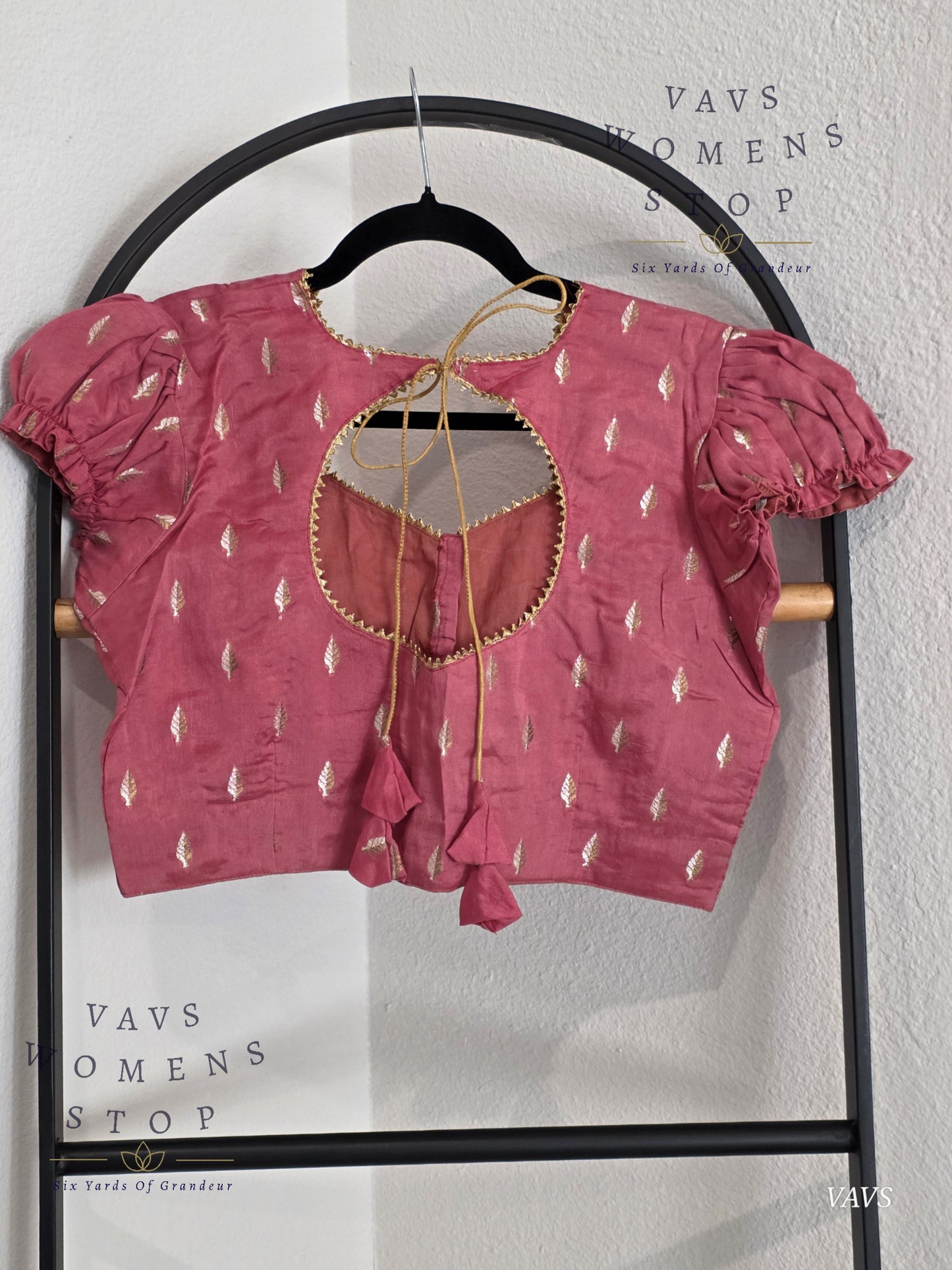 Dusty Peach Pink Shade Short Puff Sleeves Blouse