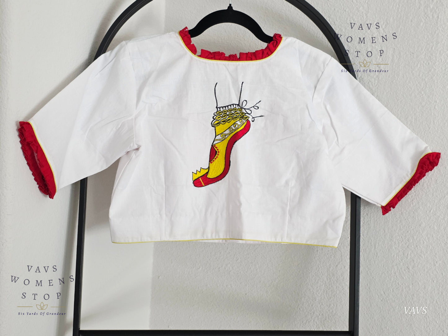 White Shade Soft Cotton Embroidered Premium Tailored Designer Blouse