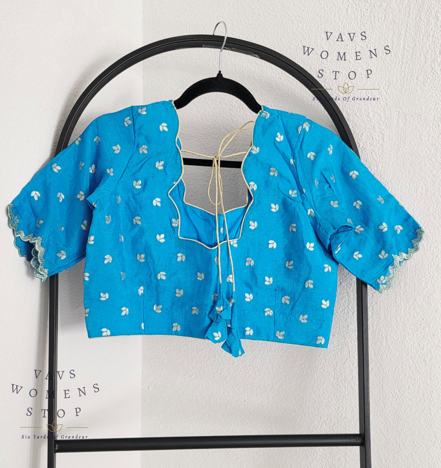 Blue Munga Crepe Silk Stitched Blouse