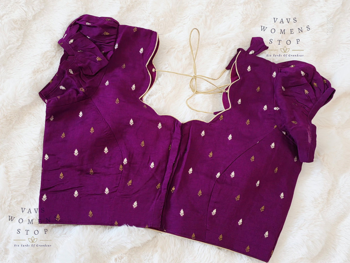Purple Shade Short Puff Sleeves Blouse