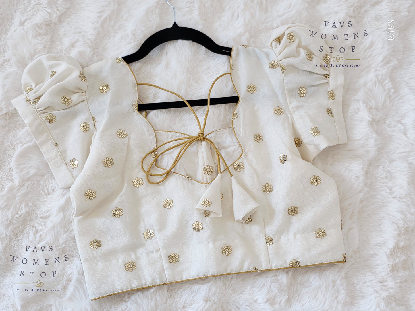 Offwhite Shade Short Puff Sleeves Blouse