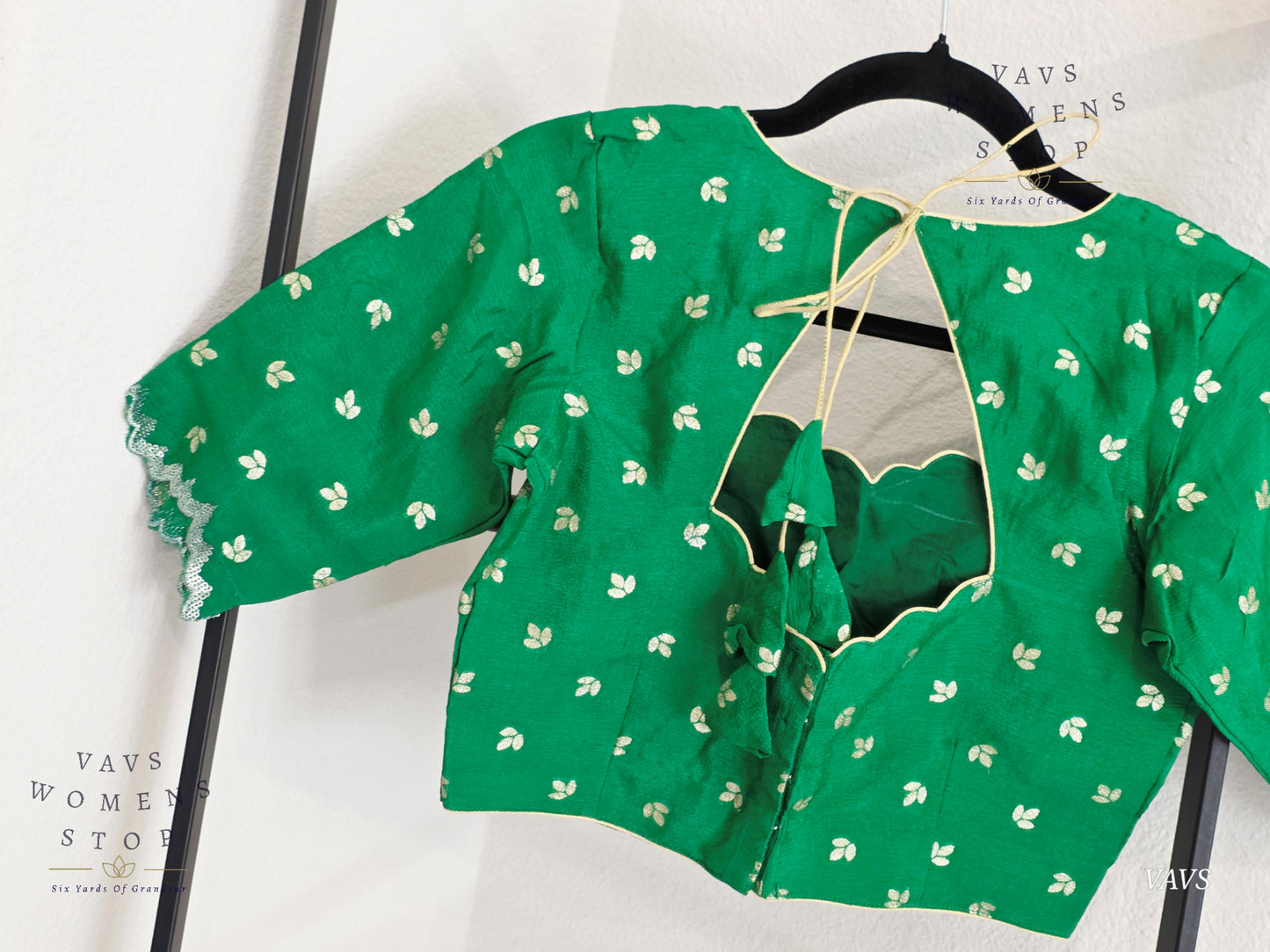 Green Munga Crepe Silk Stitched Blouse