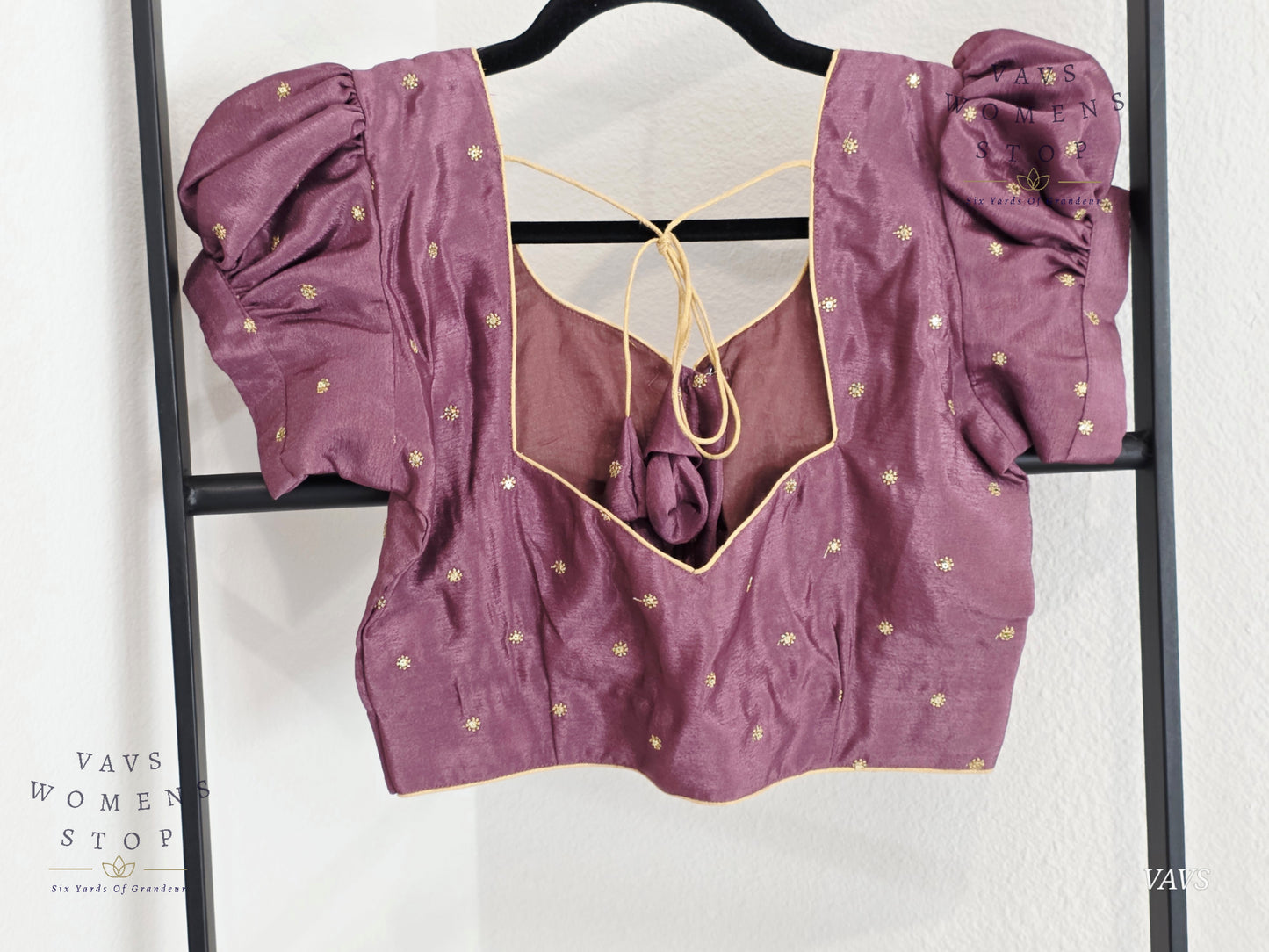 Dusty Lavender Shade Short Puff Sleeves Blouse