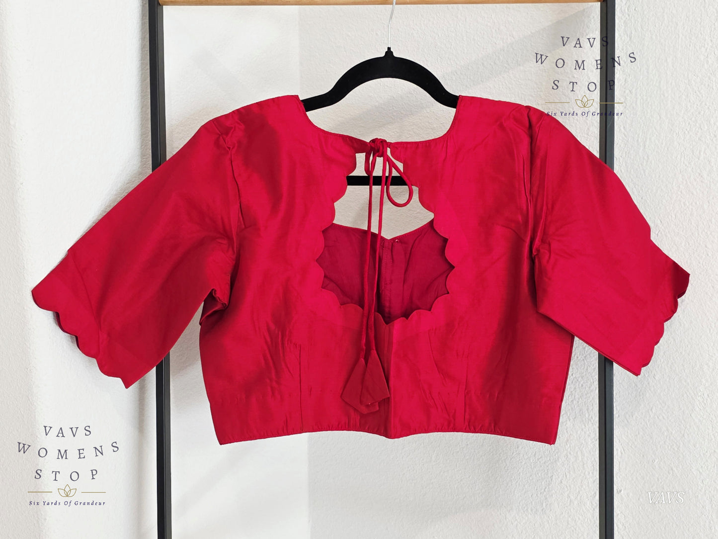 Maroon Red Plain Jasmin Silk Stitched Blouse