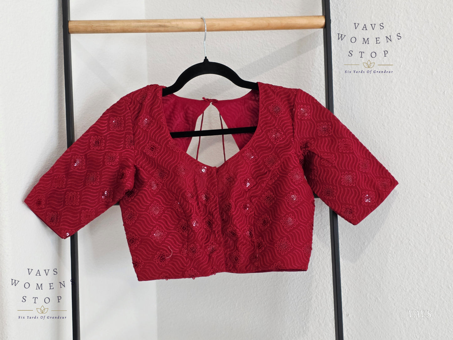 Burgundy Shade Georgette Chikankari Stitched Blouse