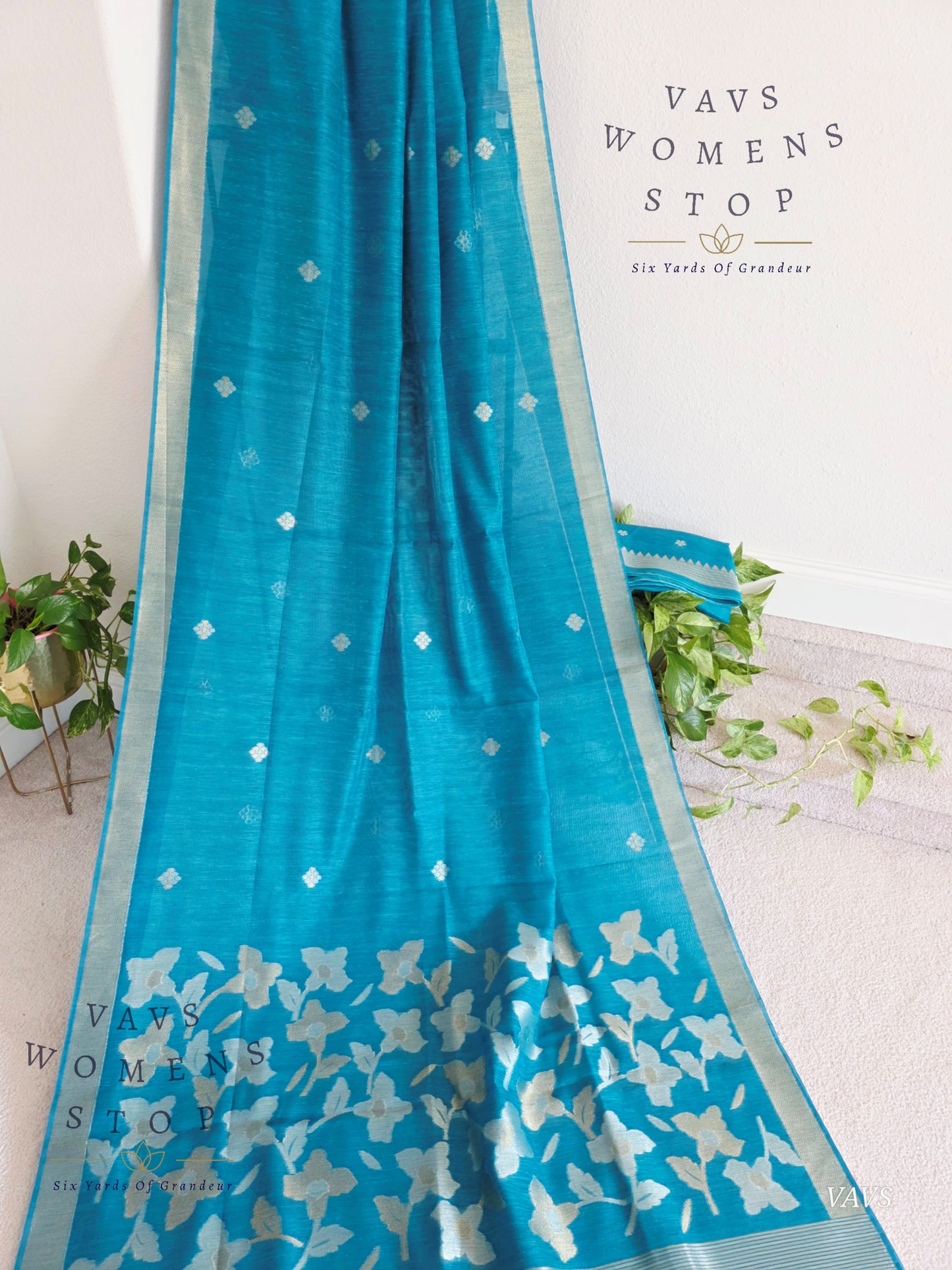Blue Shade Semi Matka Silk Jamdani Saree
